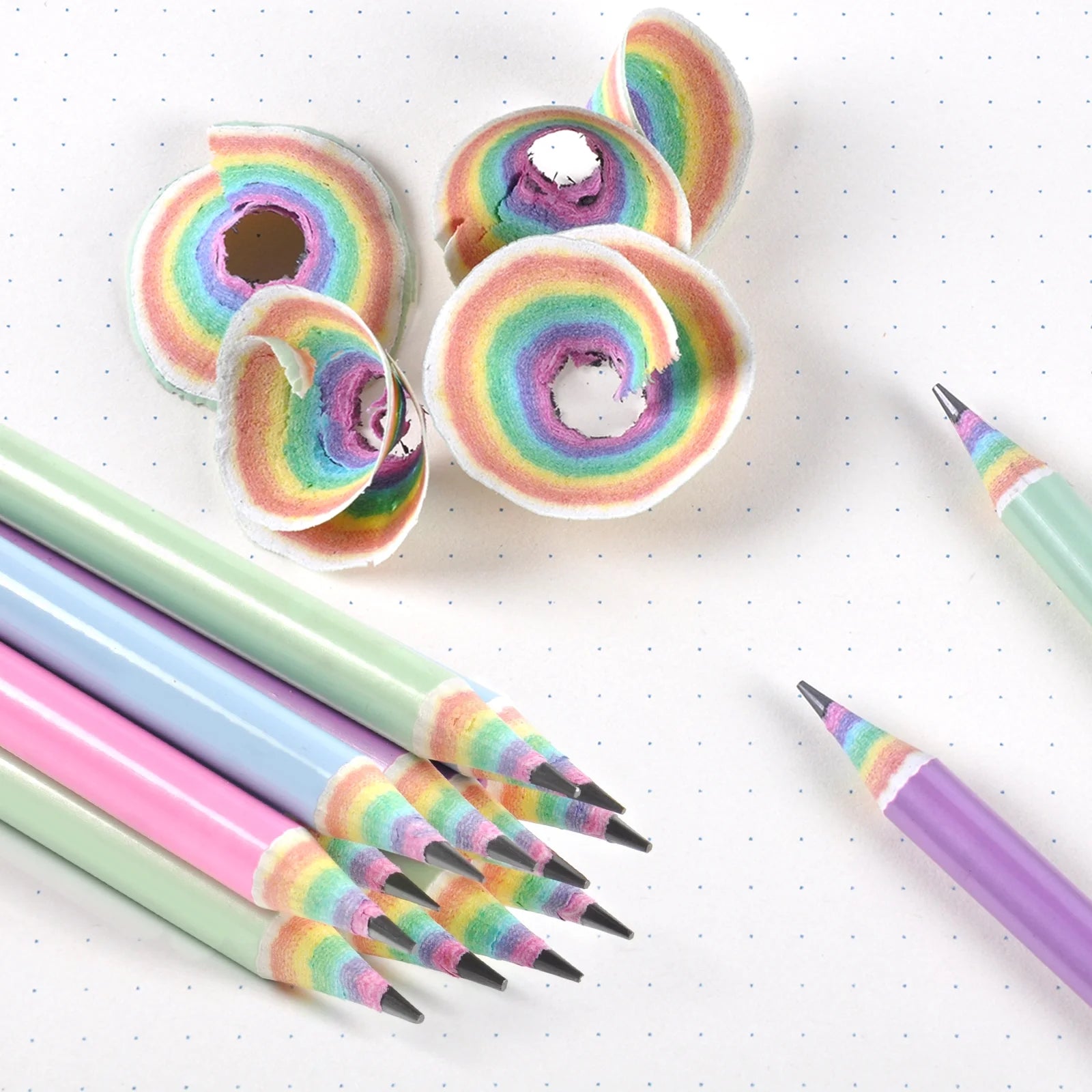 ECOTREE 24-Pack Rainbow Woodless Pencils – Eco-Friendly #2 HB Pre-Sharpened School & Office Pencils Made from Recycled Paper, Non-Toxic & Lead-Free